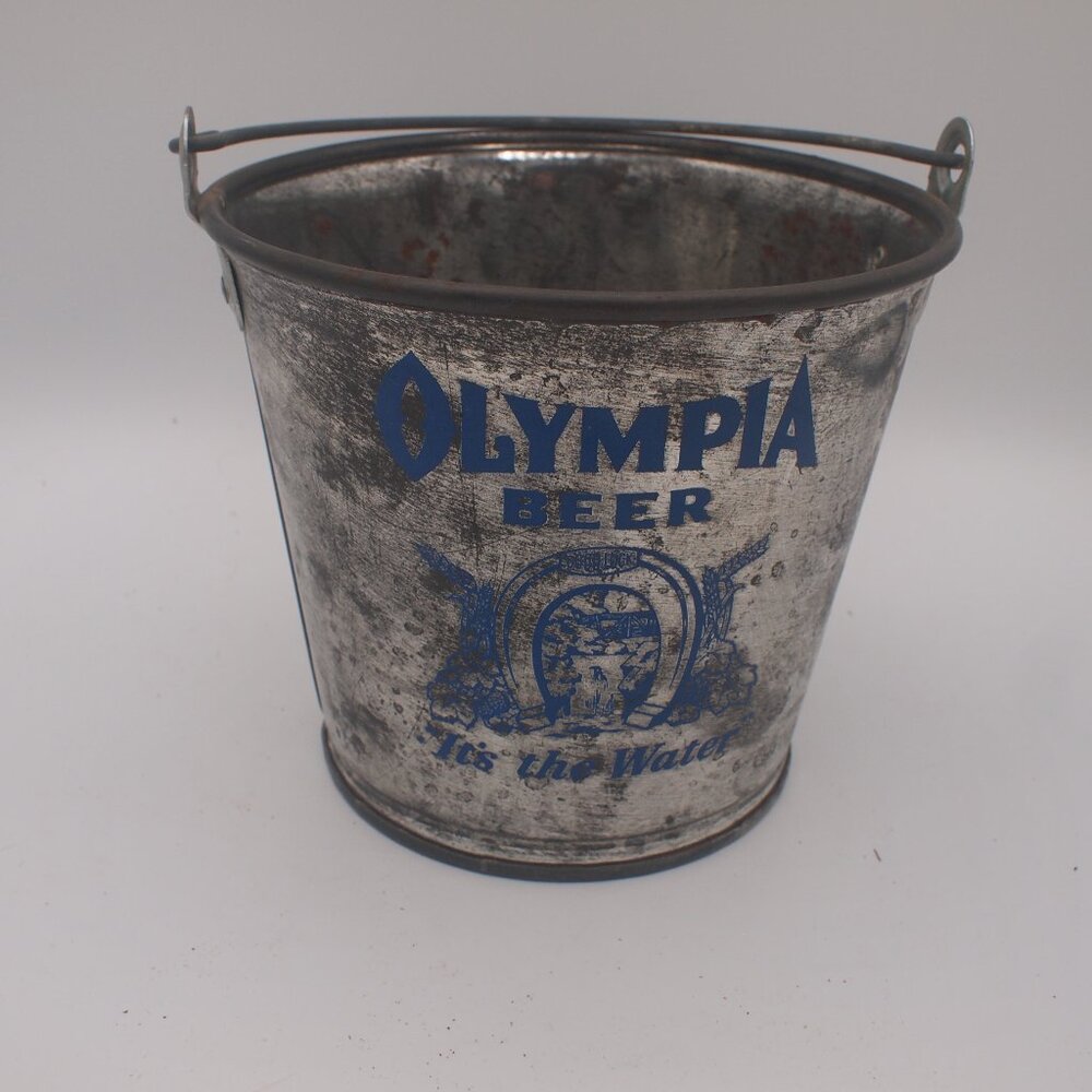 Vintage, Olympia Beer, Metal Bucket with Handle